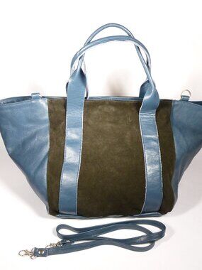 New Florence Leather Market medium blue smooth Italian leather tote